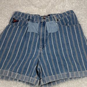 Vintage faded glory women’s striped denim shorts size 13/14